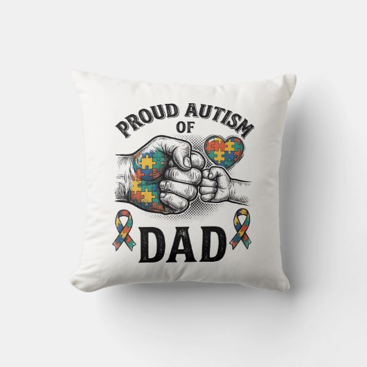 Coussin Proud Autism Dad Vintage Engraving Awareness Shirt (Recto)