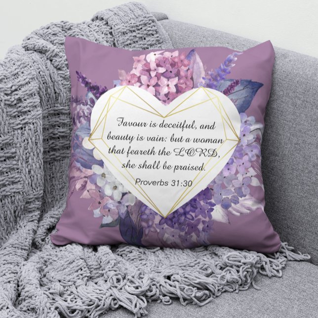 Coussin Proverbes 31 Citation de la Bible Coeur fleuri pou (Proverbs 31 Throw Pillow)