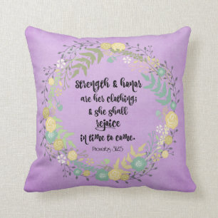 Coussin Proverbes Force et honneur Bible Verse