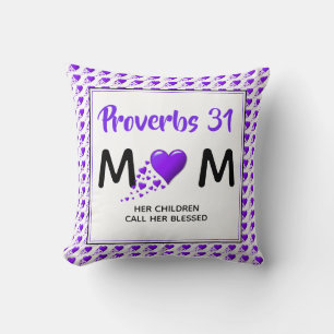 Coussin PROVERBS 31 MUM Purple Hearts Fête des mères