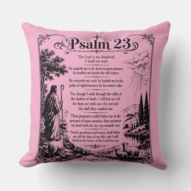 Coussin Psaume 23 Écriture chrétienne (Recto)