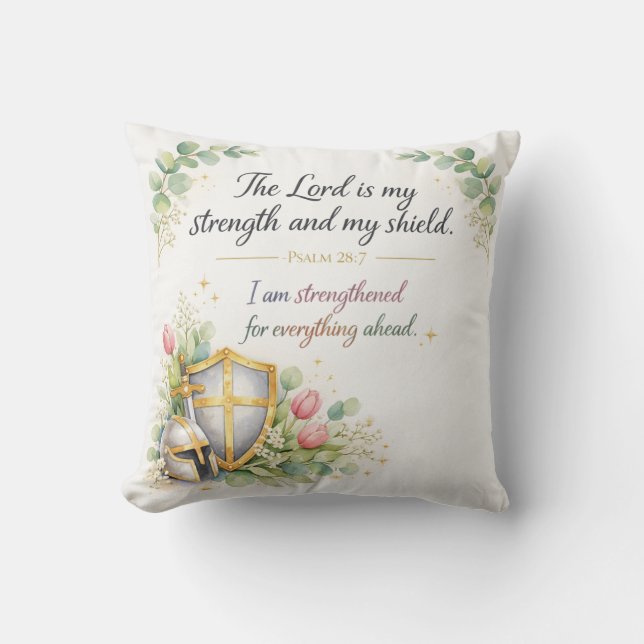 Coussin Psaume 28:7 Verset Biblique, Décoration Juive Mess (Recto)