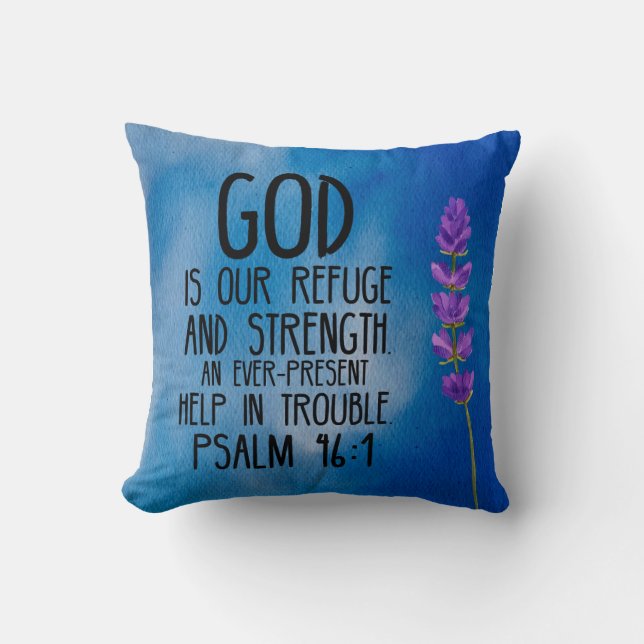 Coussin Psaume 46:1 Bible chrétienne Verse Art (Recto)