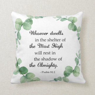 Coussin Psaume 91 Eucalyptus Wreath Bible Citation chrétie