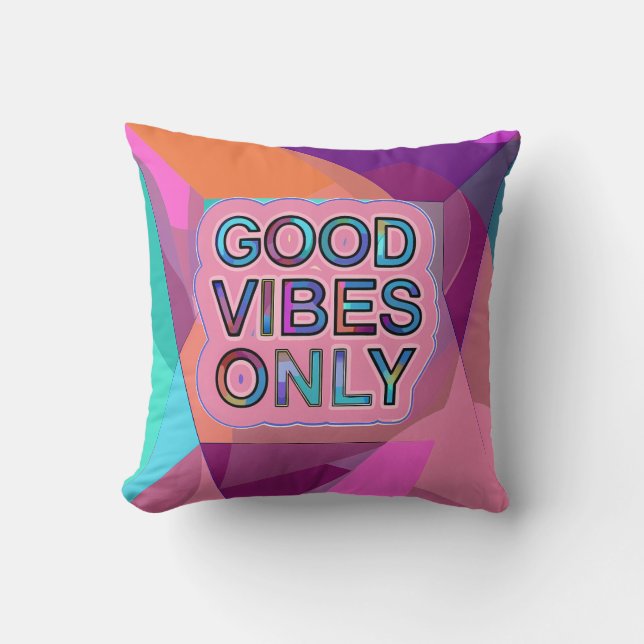 Coussin Psychedelic "Good Vibes Only" Text Graphic (Recto)