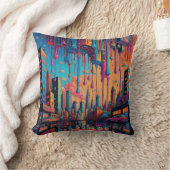 Coussin Psychédélique Bleu Orange Ville Sèche (Couverture)