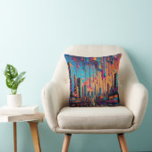 Coussin Psychédélique Bleu Orange Ville Sèche (Chaise)