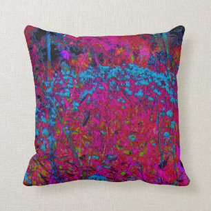 Coussin Psychédélique Violet Lily Fleur Magenta Garden