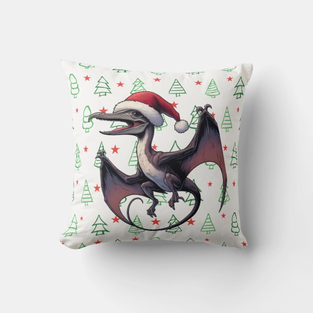 Coussin Pterodactyle de Noël (Recto)