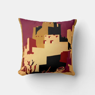 Coussin Pueblos Anciens du Sud-Ouest WPA Poster Art