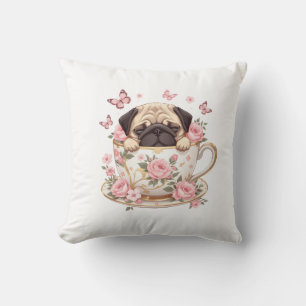 Coussin Pug Blossom Dreams – Pug Floral Mignon