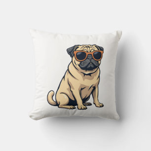 Coussin Pug vintage faisant le dab avec des lunettes de so