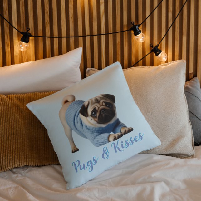 Coussin Pugs & Kisses  (Créateur téléchargé)