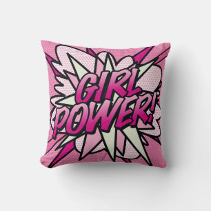 Coussin Puissance FILLE Rose Amusant Moderne Tendance Band