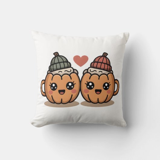 Coussin Pumpkin Couple Pillow – Cute Cozy Fall Home Décor (Recto)