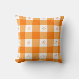 Coussin Pumpkin party by Sionna pillow with orange gingham