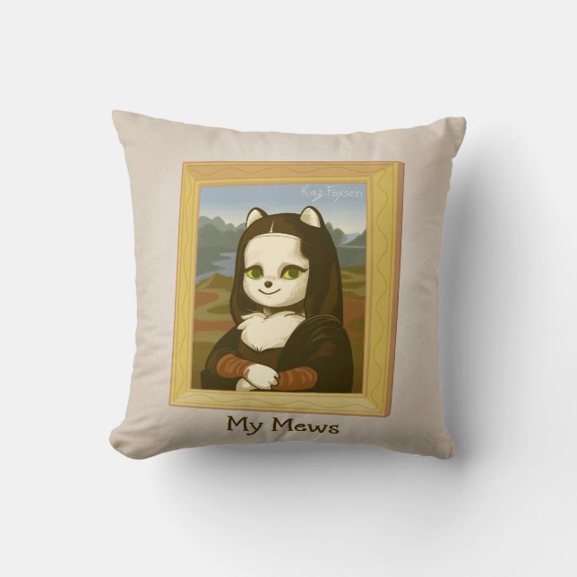 Coussin Pun de chat sympa inspiré Mona Lisa (Recto)