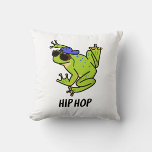Coussin Pun de grenouille sautante drôle de Hip Hop