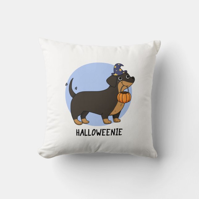 Coussin Pun Halloween Chien Saucisse Drôle  (Recto)
