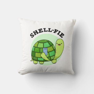 Coussin Pun Selfie Tortoise Funny à Shell-fie