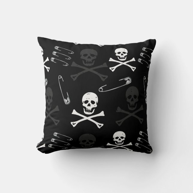 Coussin Punk Goth Grunge Noir (Recto)