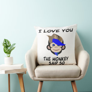 Coussin Punk Monkey Je t'aime le singe dit ainsi