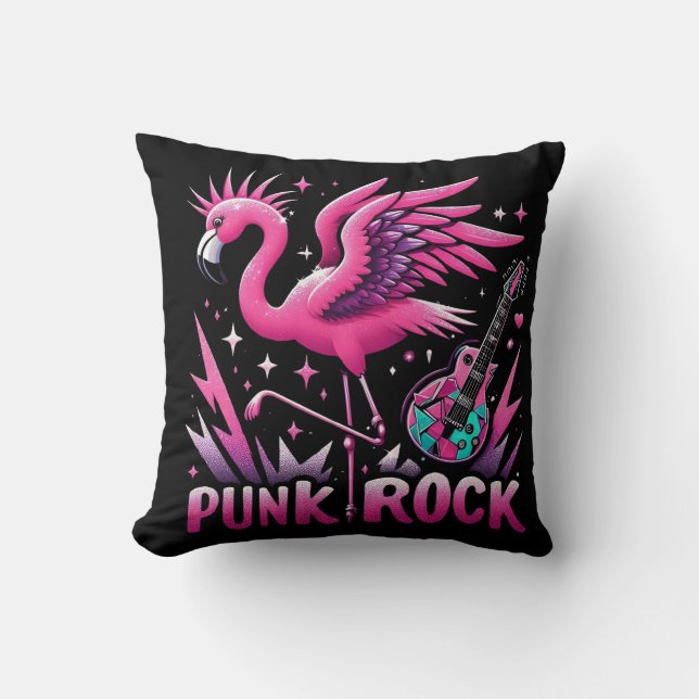 Coussin punk rock, Flamant rose rock (Recto)