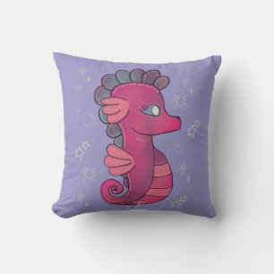 Coussin Punky Seahorse Hippocampe Rose Mignon