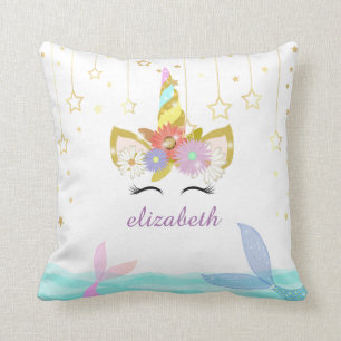 Coussin Pupitre de lancement de licorne de sirène arc-en-c