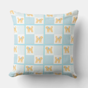 Coussin Puppies jaunes mignonnes Patchwork bleu blanc