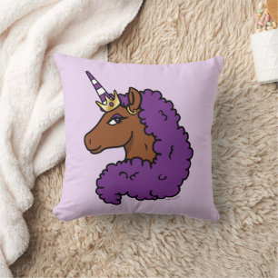 Coussin Purple Afro Unicorn