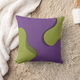 Coussin Purple and Green Groovy Wavy Abstract Pattern.