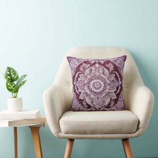 Coussin Purple bohemian mandala AI art
