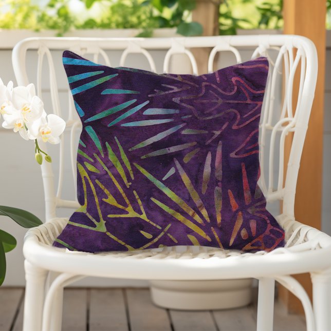 Coussin Purple Boho Batik Foliage Pattern (Créateur téléchargé)