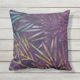 Coussin Purple Boho Batik Motif de feuillage