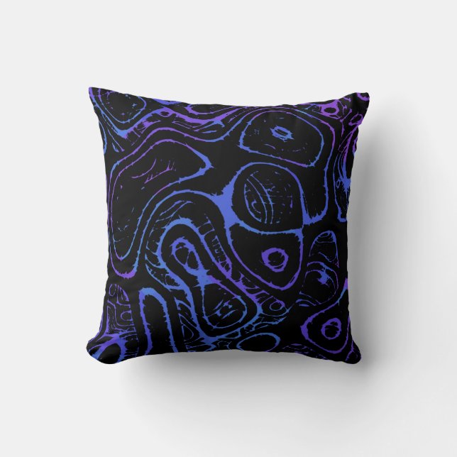Coussin Purple et bleu Abstrait (Recto)