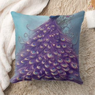 Coussin Purple et bleu, Peacock Tail Design Jeter l'oreill