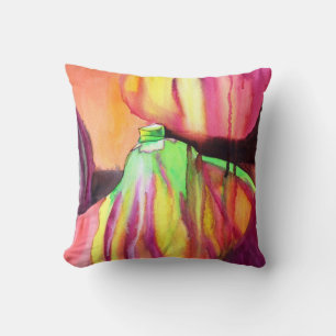 Coussin Purple Figs aquarelle art original goutte peinture