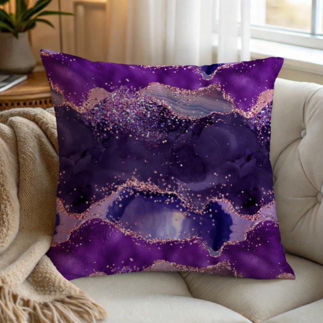 Coussin Purple Glittery Agate Texture (Créateur téléchargé)