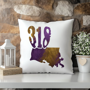 Coussin Purple Gold Tiger 318 Indicatif régional Louisiana