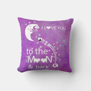Coussin Purple - Je t'aime à la lune et au fond
