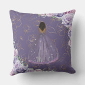 Coussin Purple Lilac Floral Princess Quinceañera Keepsaké (Verso)
