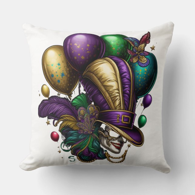 COUSSIN PURPLE OR VERT MARDI GRAS CASQUETTE MASK BALLONS (Recto)