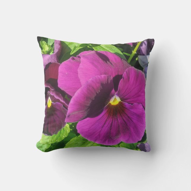 Coussin Purple Pansy Flower Photo (Recto)