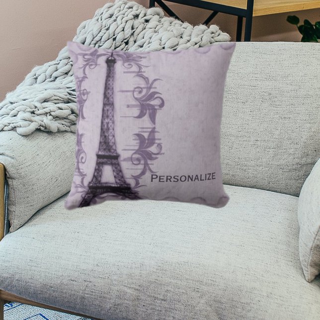 Coussin Purple Paris Grunge (Lavender Paris Grunge Throw Pillow)