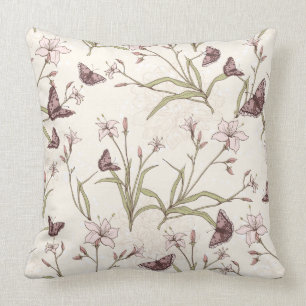 Coussin Purple Plum Lavender Blossoms Papillons