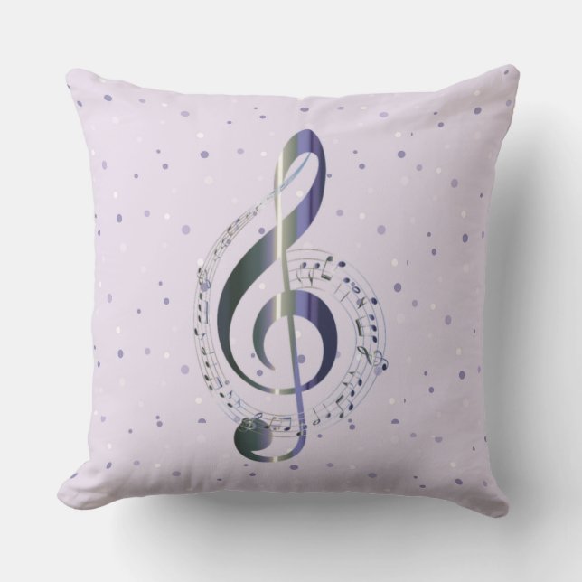 Coussin Purple Polka Dot Treble Clef Music (Recto)