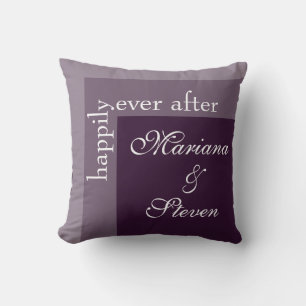 Coussin Purple Simple Moderne Mariage Script Chic