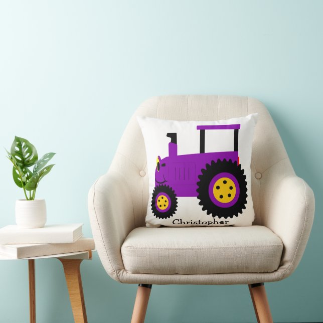 Coussin Purple Tractor Design Personalised (Chaise)