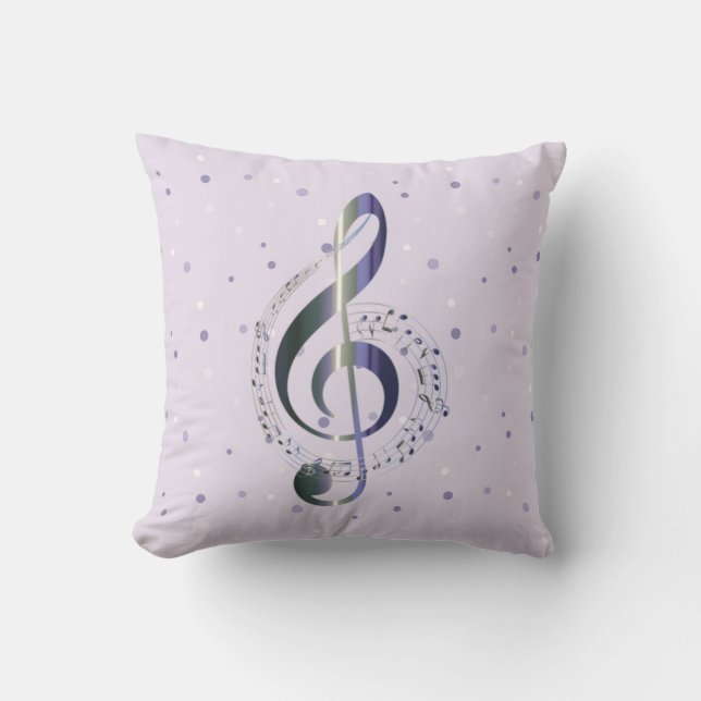 Coussin Purple Treble Clef Music (Recto)